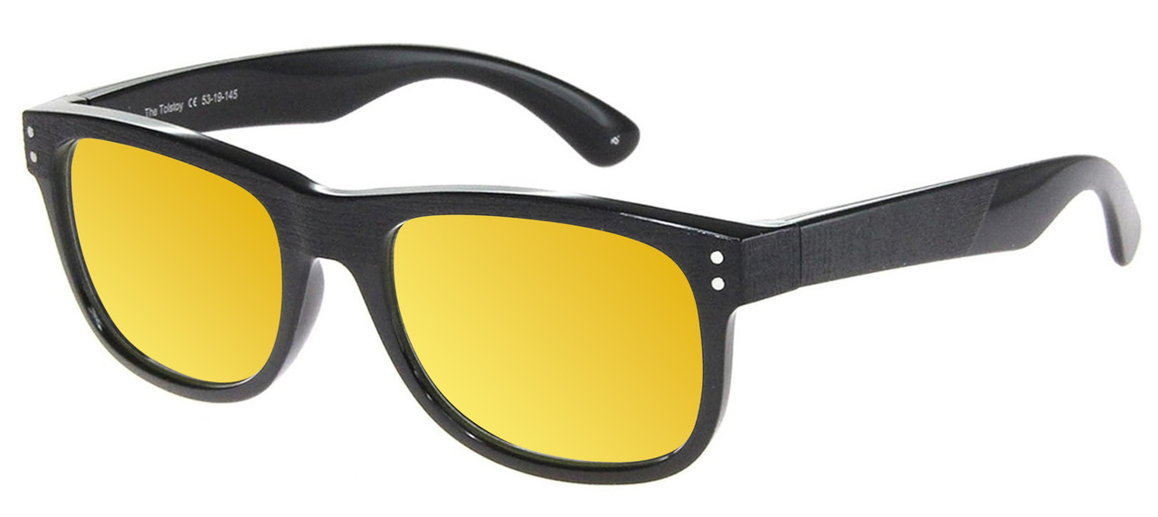 Prive Revaux Tolstoy Panthos Polarized Sunglasses Caviar Black 53 mm 10 OPTIONS with Custom Cut Gold Mirror Lenses