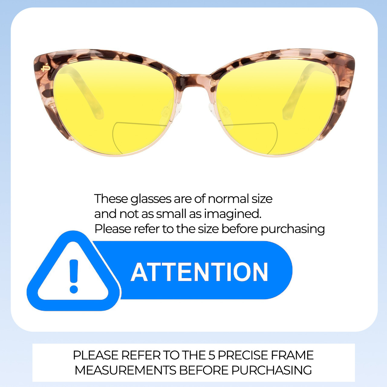Size Awareness Illustration of Prive Revaux Veronica Designer Polarized Reading Sunglasses with Custom Cut Powered Sun Flower Yellow Lenses in Blush Pink Tortoise Havana Ladies Cat Eye Full Rim Acetate 53 mm