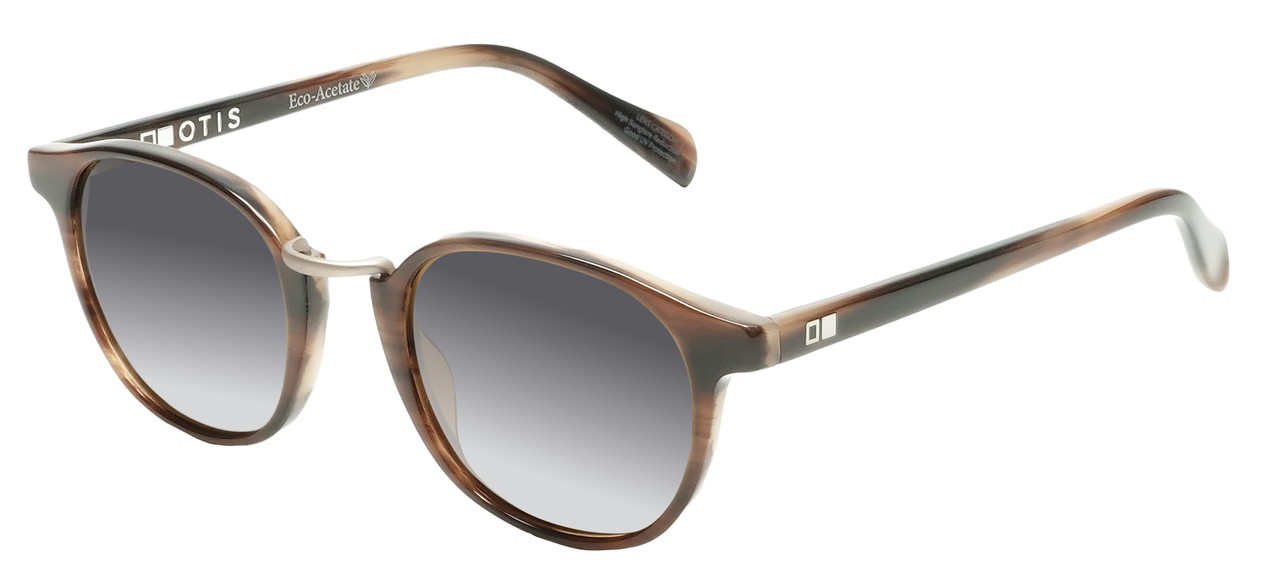 OTIS A Day Late Unisex Round NON-polarized Sunglasses in Eco Hornwood 50mm 10 OPTION with Custom Cut Grey Gradient Lenses