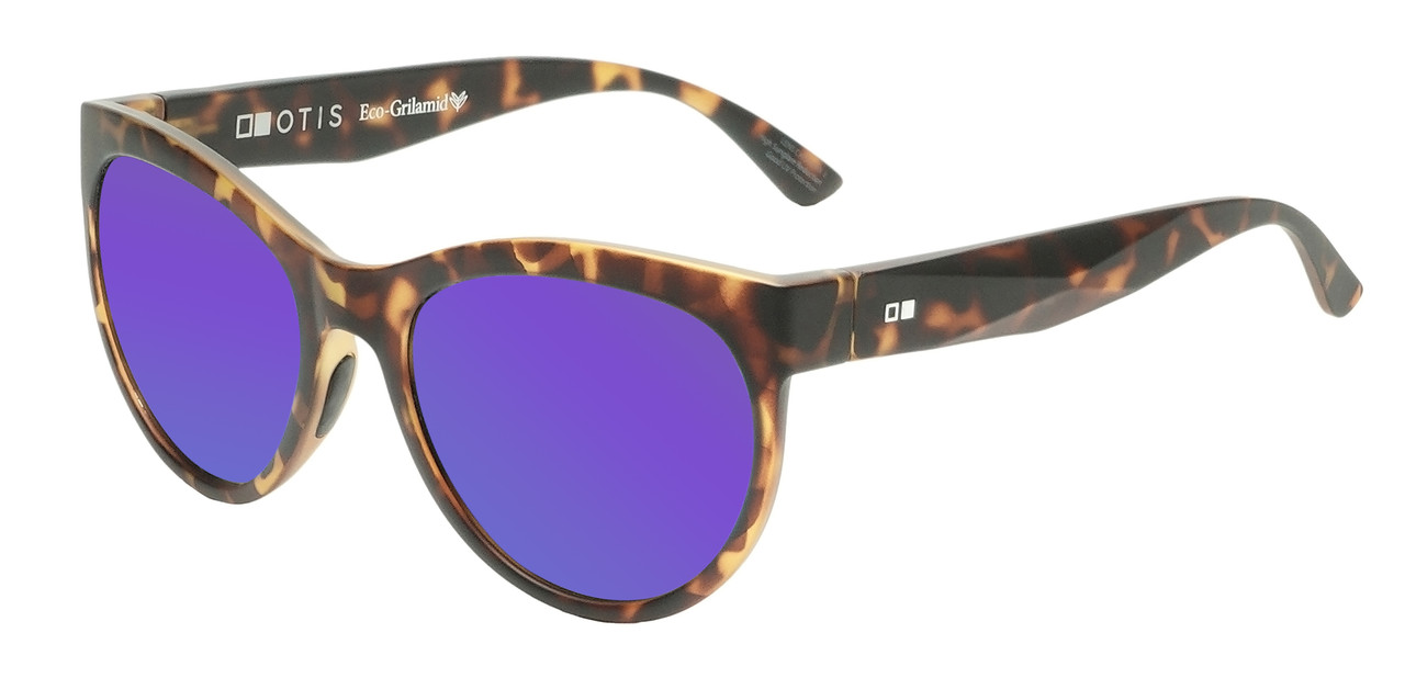 OTIS Aerial Women Cat Eye Polarized Sunglasses in Honey Tortoise 56mm 10 OPTIONS with Custom Cut Purple Mirror Lenses