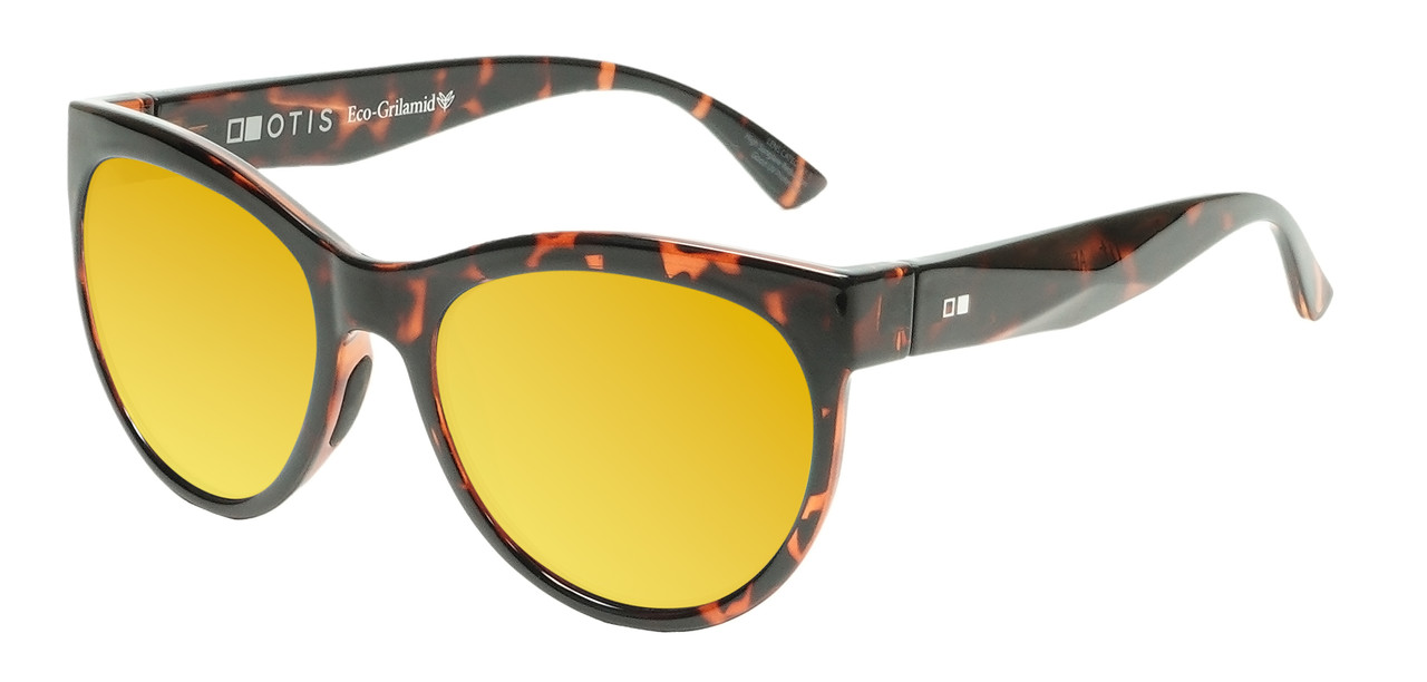 OTIS Aerial Women's Cat Eye Polarized Sunglasses in Ochre Havana 56mm 10 OPTIONS with Custom Cut Gold Mirror Lenses