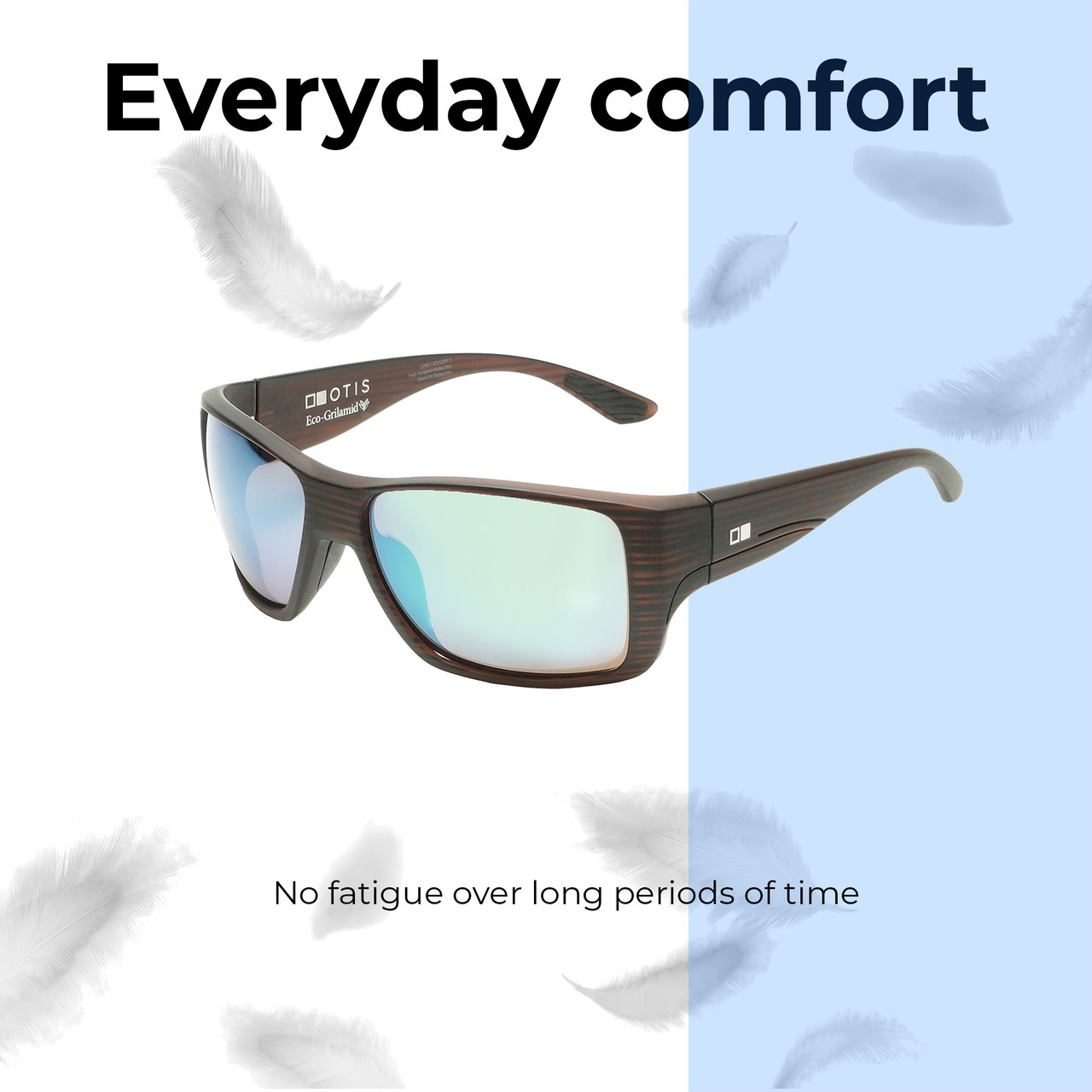 Lightweight Construction Illustration of OTIS Coastin Unisex Sunglasses Matte Woodland/Polarized Mirror Green Glass 61 mm