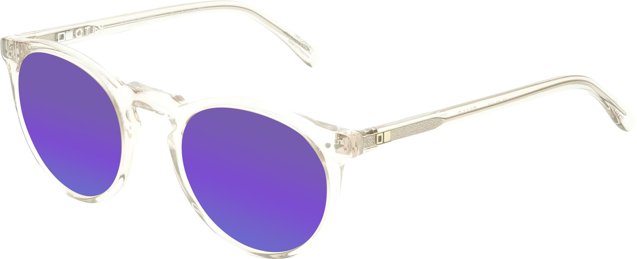 OTIS Omar Women's Round Polarized Sunglasses in Eco Crystal Sand 50mm 10 OPTIONS with Custom Cut Purple Mirror Lenses