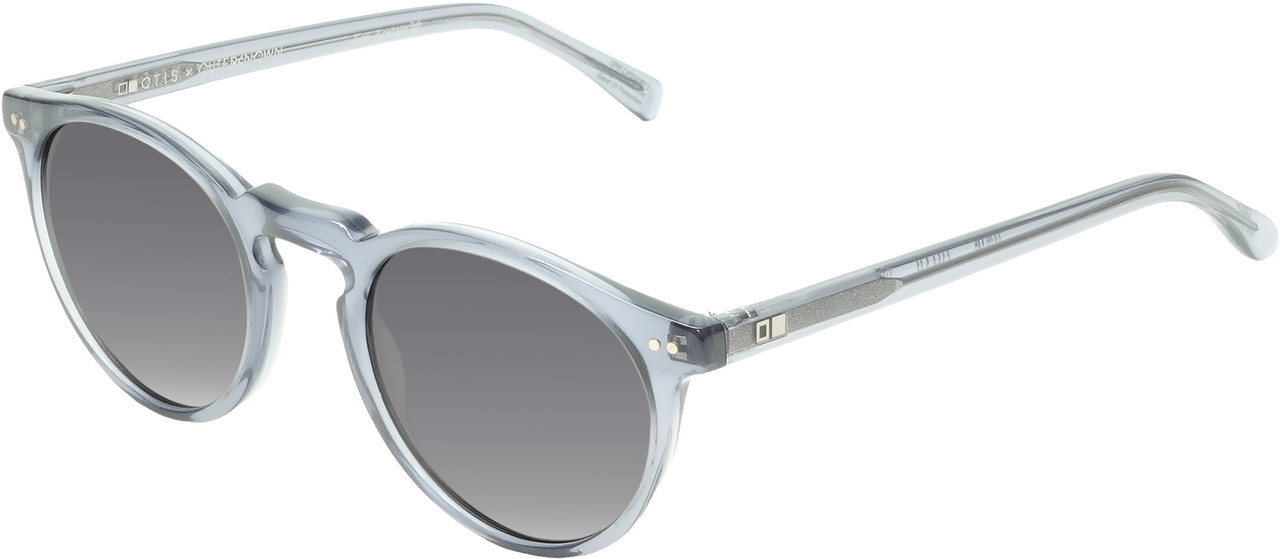Profile View of OTIS Omar Designer Polarized Sunglasses with Custom Cut Smoke Grey Lenses in Eco Crystal Wave Neutral Unisex Round Full Rim Acetate 50 mm