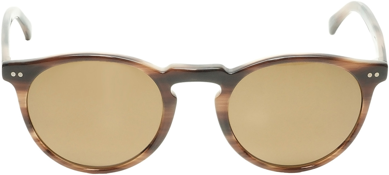 Front View of OTIS Omar Unisex Round Designer Sunglasses Eco Hornwood/Brown Polarized Glass 50mm