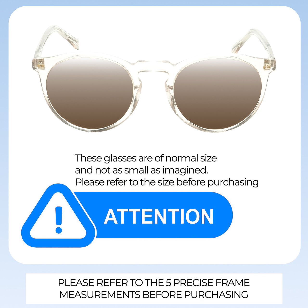 Size Awareness Illustration of OTIS Omar X Designer Polarized Sunglasses with Custom Cut Amber Brown Lenses in Eco Crystal Sand Unisex Round Full Rim Acetate 52 mm