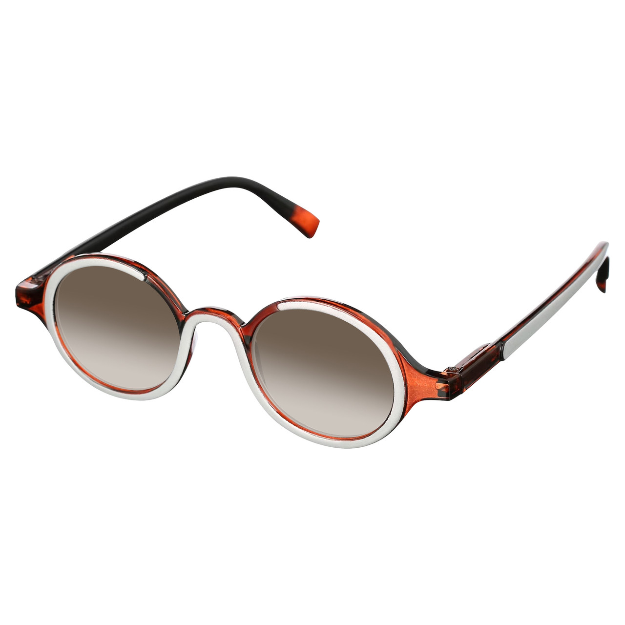 Elton John Mash Up Unisex Round Designer NON-polarized Sunglasses in Red Crystal 44mm CHOOSE LENS COLOR with Custom Cut Brown Gradient Lenses