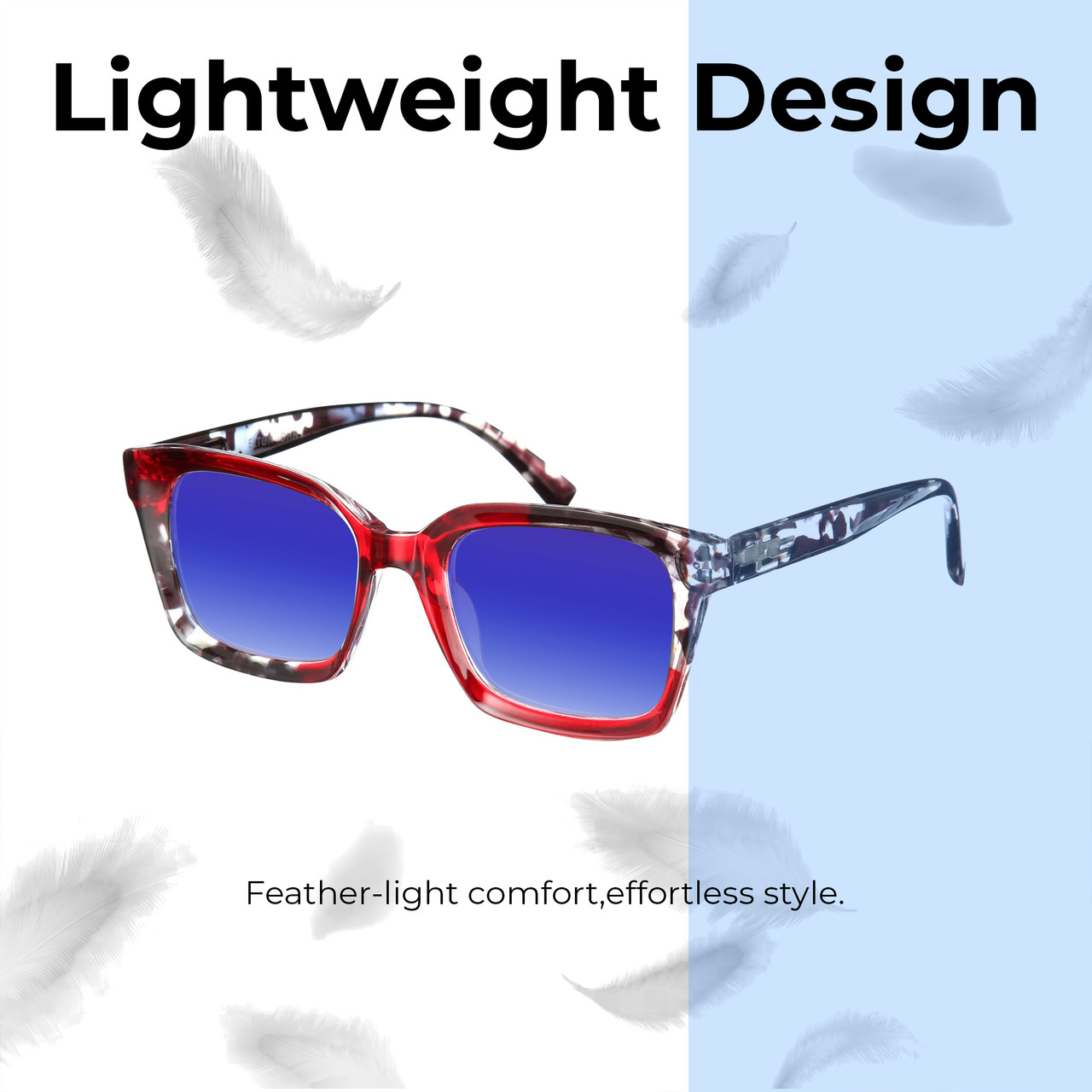 Lightweight Construction Illustration of Elton John Remix 2 Designer Polarized Sunglasses with Custom Cut Blue Mirror Lenses in Ruby Red Marble Black White Unisex Round Full Rim Acetate 49 mm