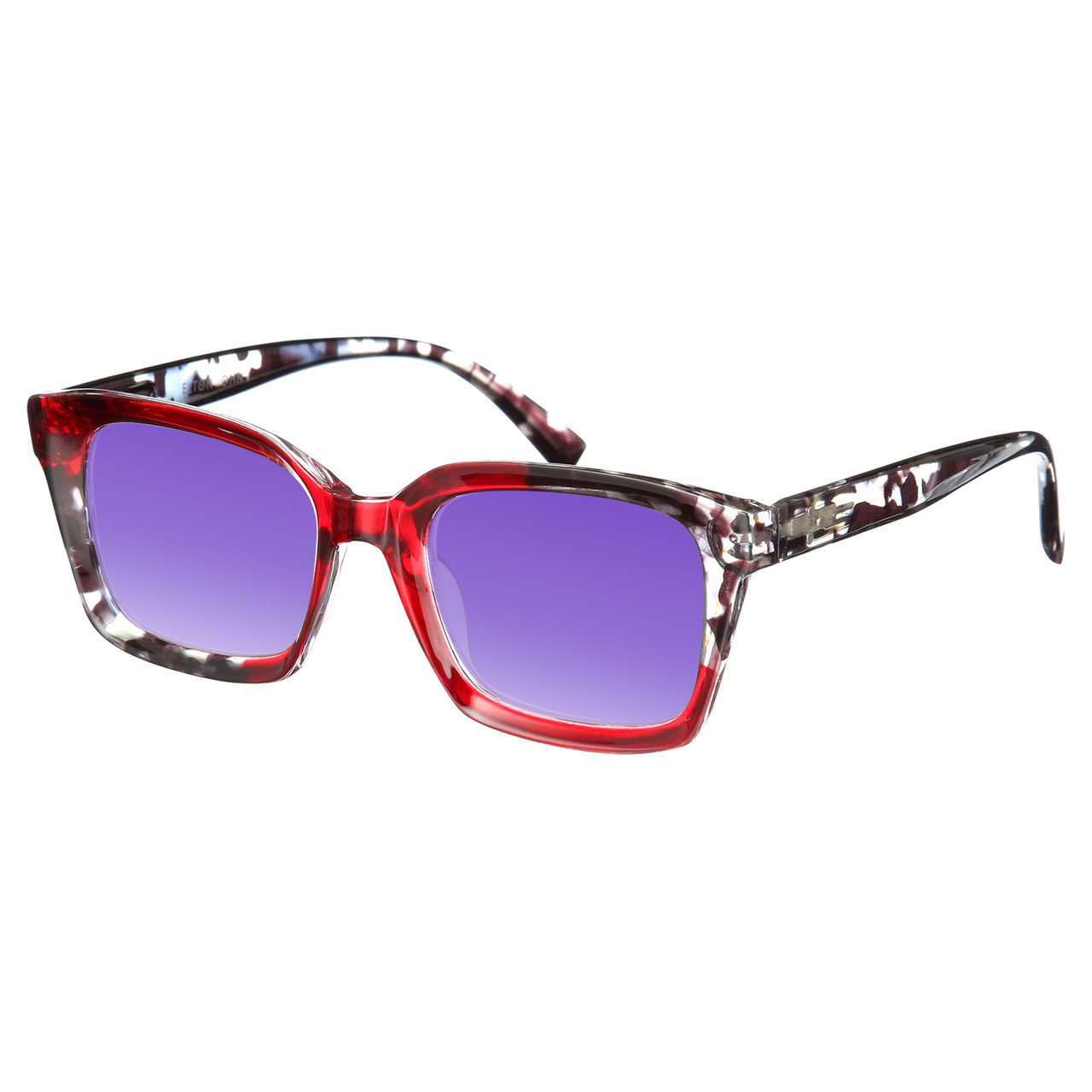 Elton John Remix 2 Unisex Round Designer Polarized Sunglasses in Ruby Red Marble Black White 49mm CHOOSE LENS COLOR with Custom Cut Purple Mirror Lenses