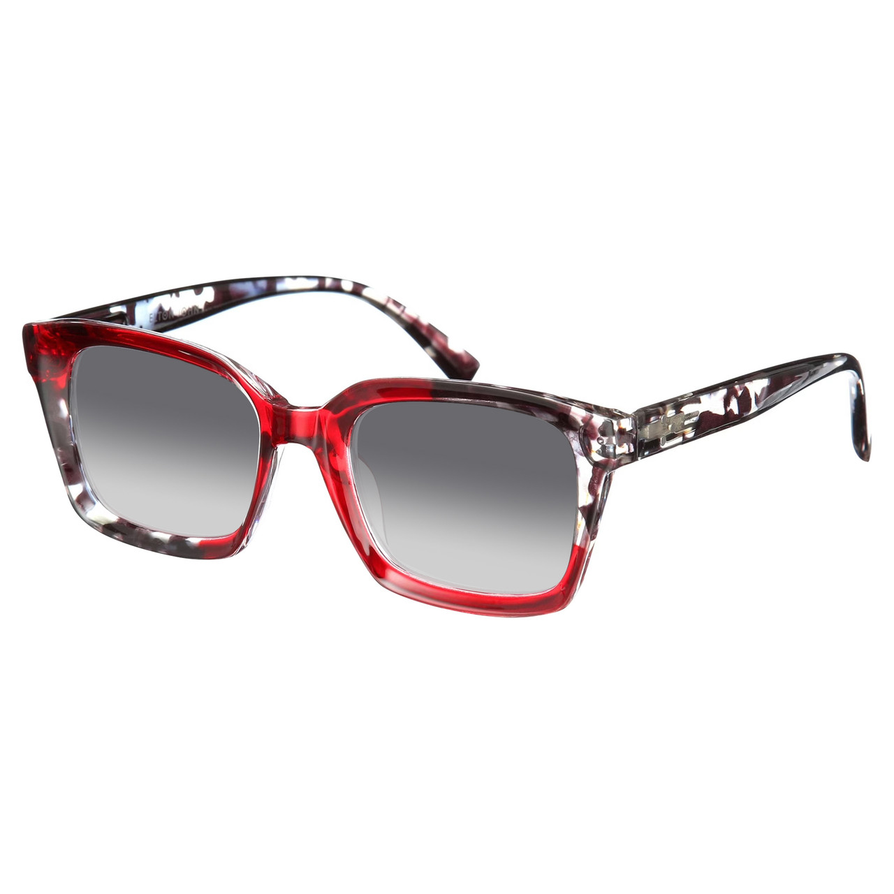Elton John Remix 2 Unisex Round Designer NON-polarized Sunglasses in Ruby Red Marble Black White 49mm CHOOSE LENS COLOR with Custom Cut Grey Gradient Lenses