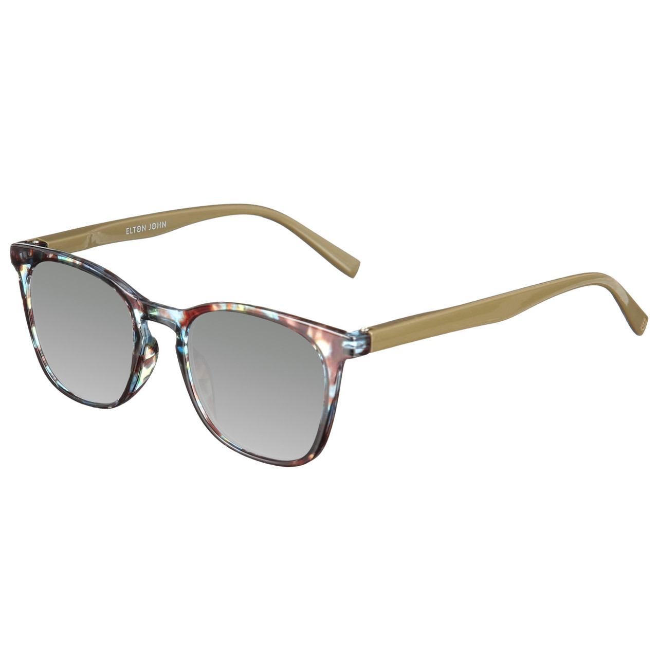 Elton John Single 1 Unisex Square Designer Polarized Sunglasses in Multi Color Crystal Brown Blue 45mm CHOOSE LENS COLOR with Custom Cut Silver Mirror Lenses