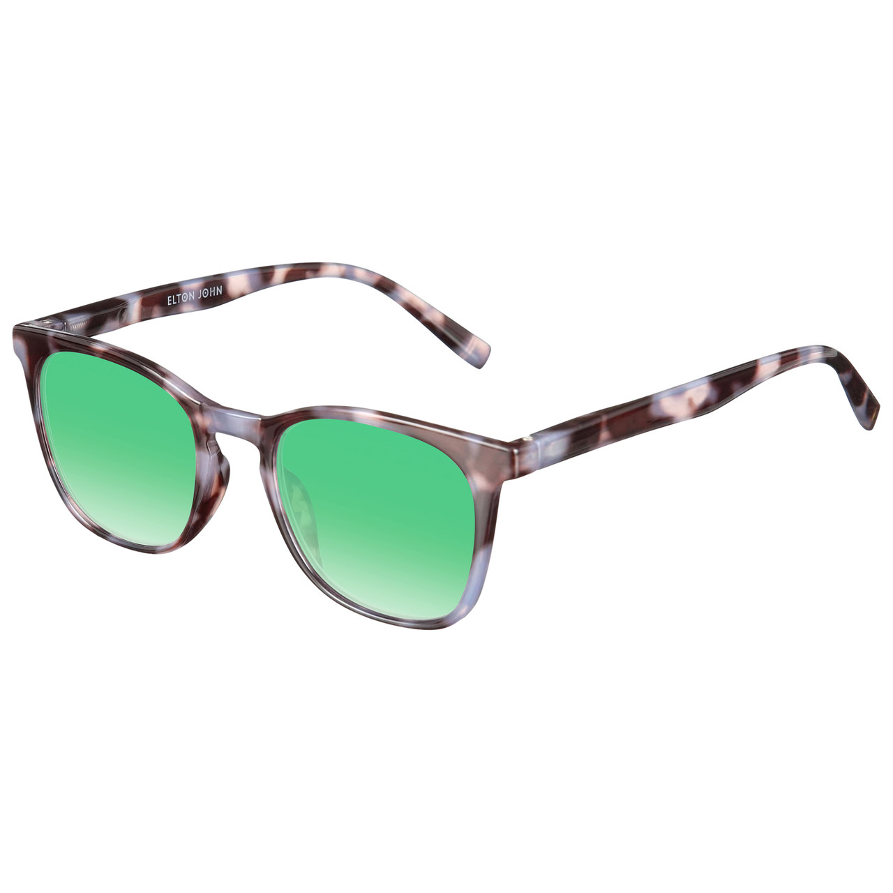 Elton John Single 2 Unisex Square Designer Polarized Sunglasses in Tortoise Havana Brown 45mm CHOOSE LENS COLOR with Custom Cut Green Mirror Lenses