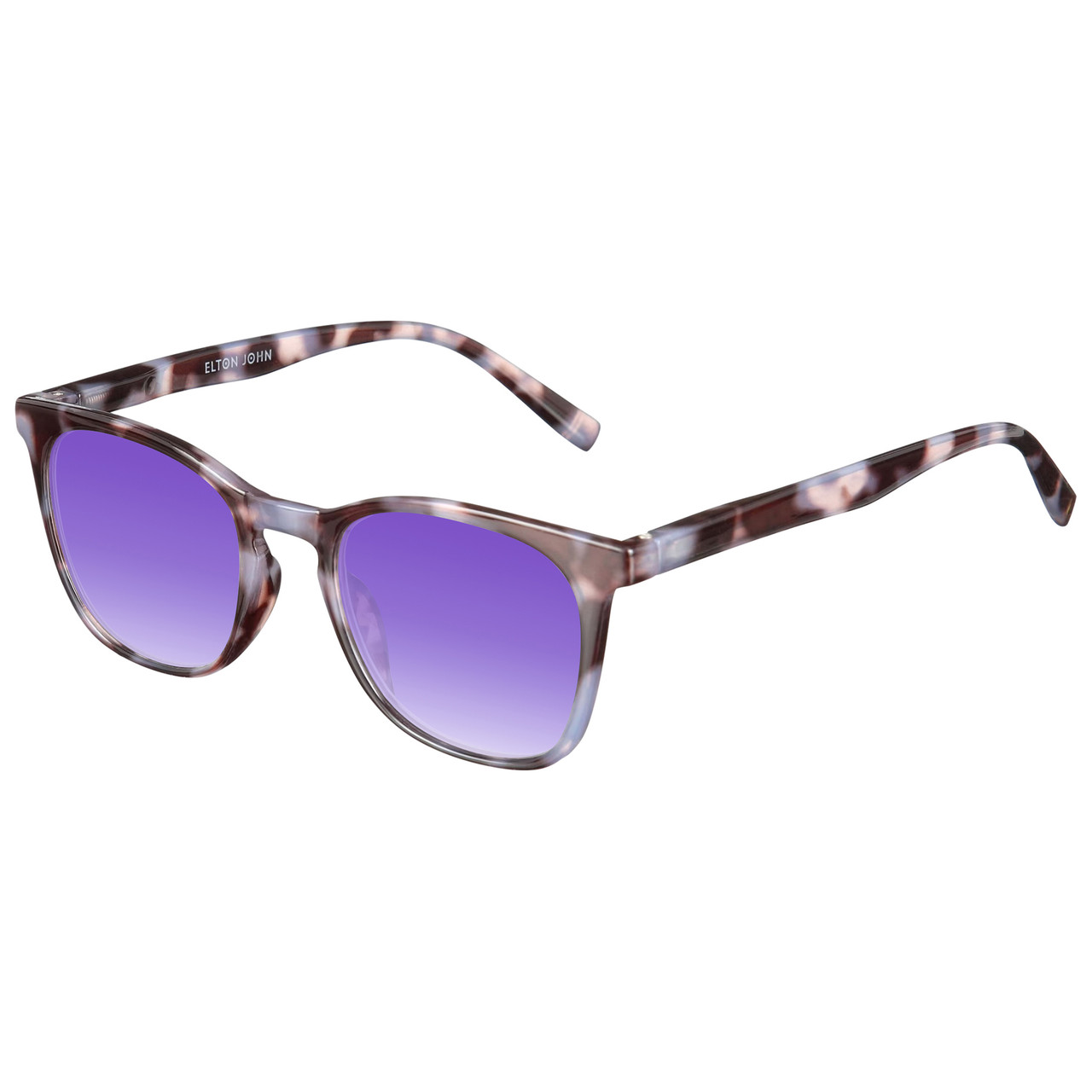 Elton John Single 2 Unisex Square Designer Polarized Sunglasses in Tortoise Havana Brown 45mm CHOOSE LENS COLOR with Custom Cut Purple Mirror Lenses