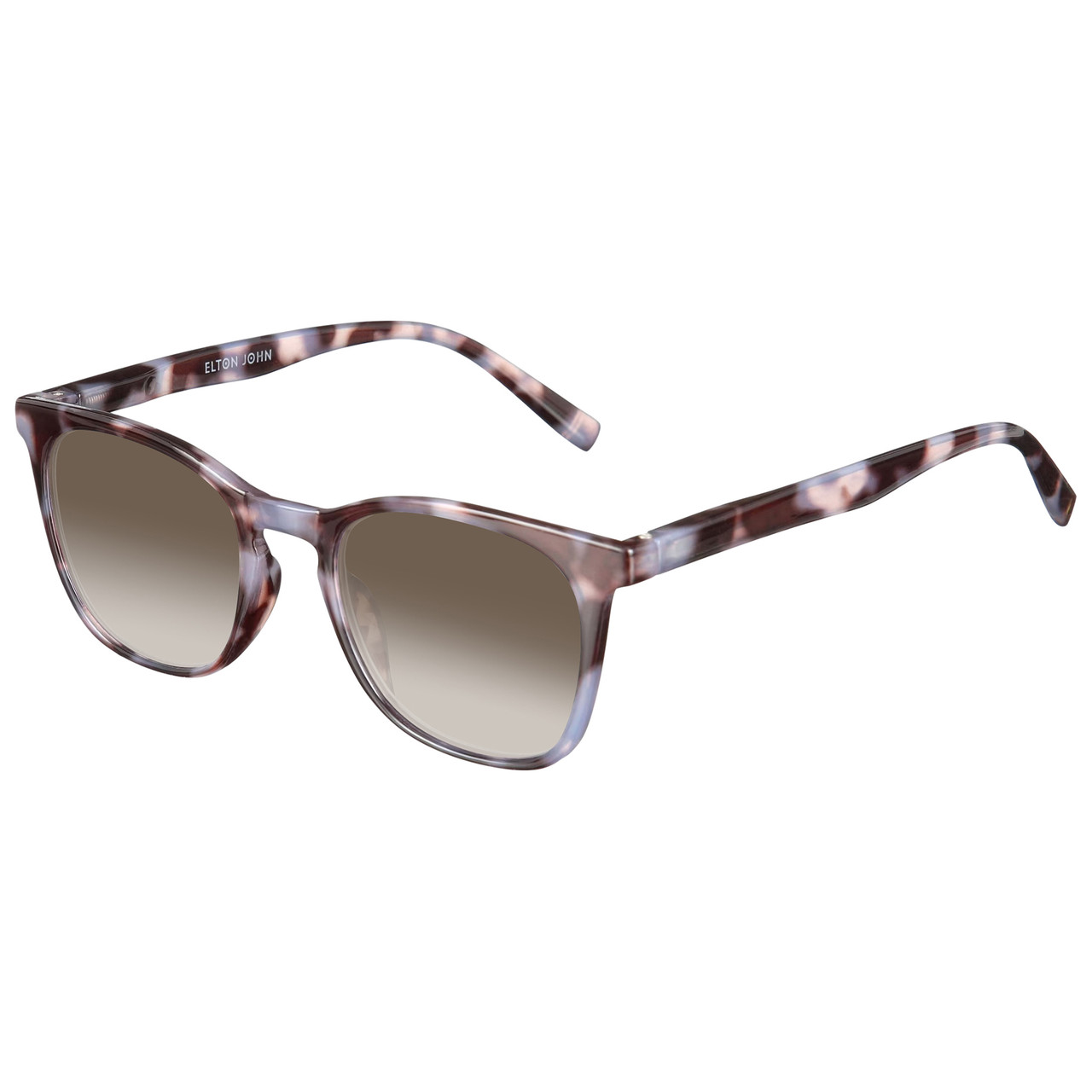 Elton John Single 2 Unisex Square Designer NON-polarized Sunglasses in Tortoise Havana Brown 45mm CHOOSE LENS COLOR with Custom Cut Brown Gradient Lenses