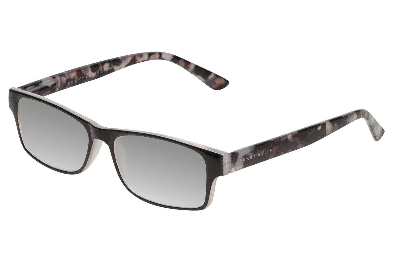 Perry Ellis PEBX44 Unisex Rectangular Designer Polarized Sunglasses in Gloss Black Marble 50mm CHOOSE LENS COLOR with Custom Cut Silver Mirror Lenses