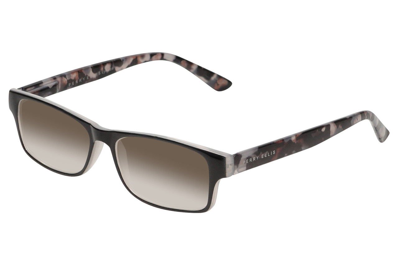 Perry Ellis PEBX44 Unisex Rectangular Designer NON-polarized Sunglasses in Gloss Black Marble 50mm CHOOSE LENS COLOR with Custom Cut Brown Gradient Lenses