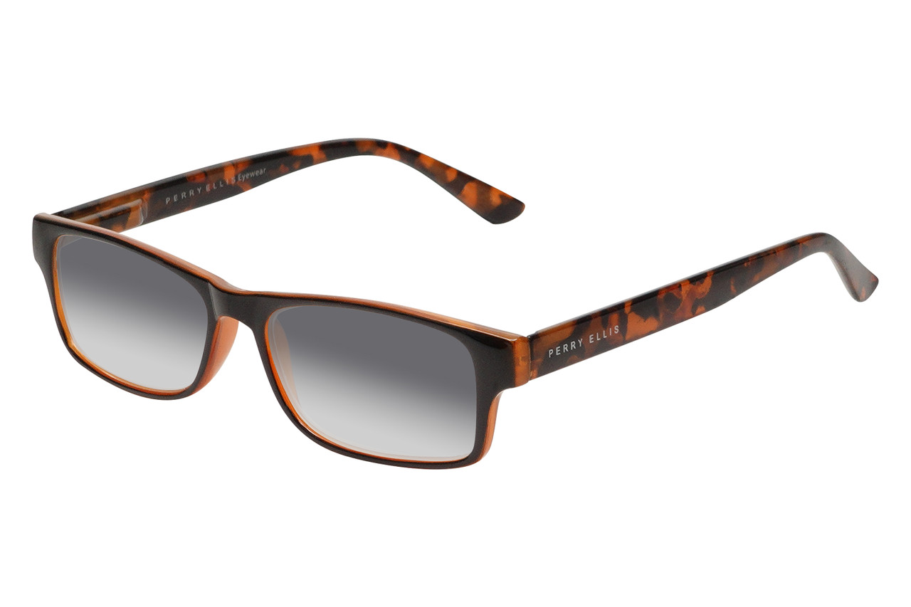 Perry Ellis PEBX44 Unisex Rectangular Designer NON-polarized Sunglasses in Gloss Brown Marble 50mm CHOOSE LENS COLOR with Custom Cut Grey Gradient Lenses