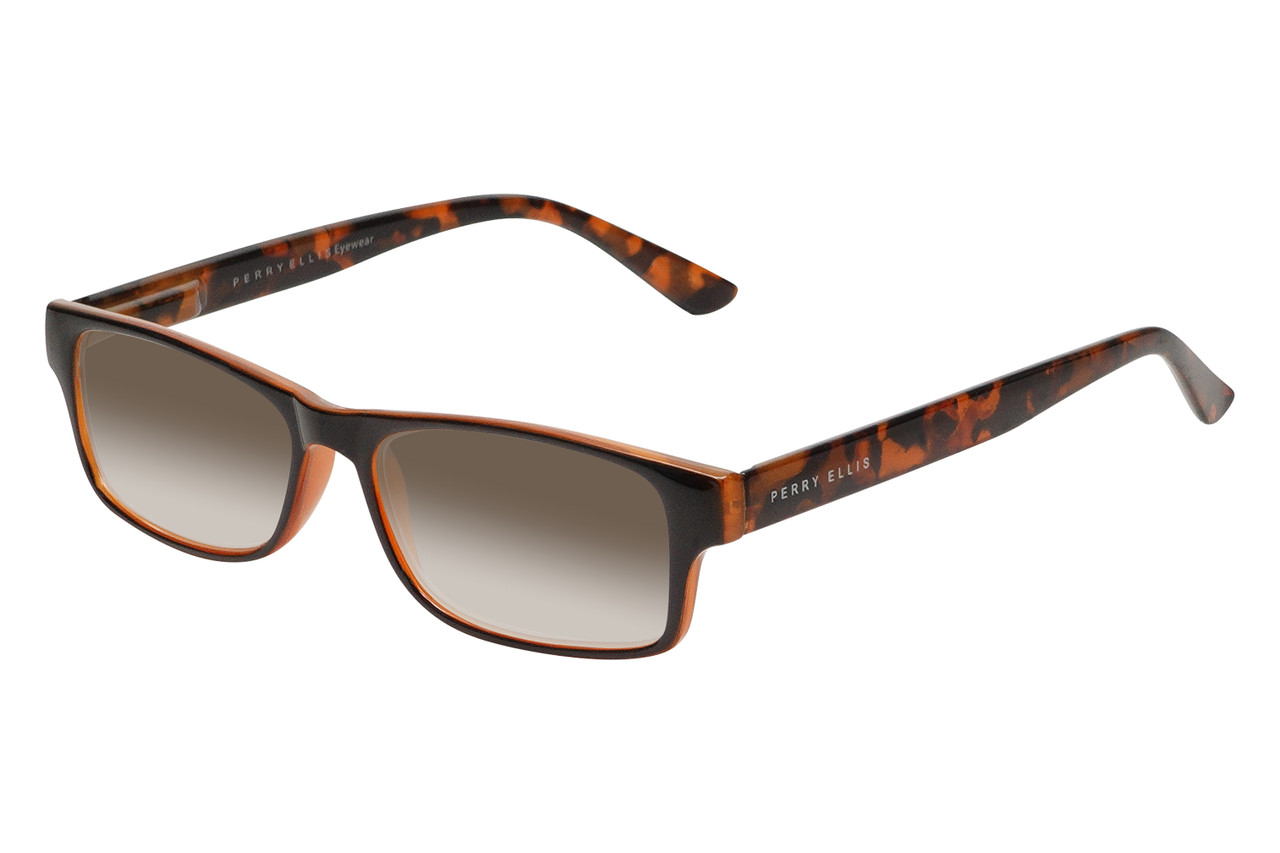Perry Ellis PEBX44 Unisex Rectangular Designer NON-polarized Sunglasses in Gloss Brown Marble 50mm CHOOSE LENS COLOR with Custom Cut Brown Gradient Lenses