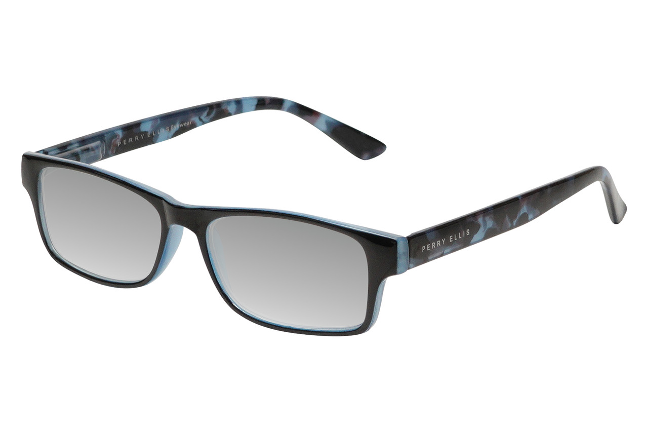 Perry Ellis PEBX44 Unisex Rectangular Designer Polarized Sunglasses in Gloss Navy Blue Marble 50mm CHOOSE LENS COLOR with Custom Cut Silver Mirror Lenses