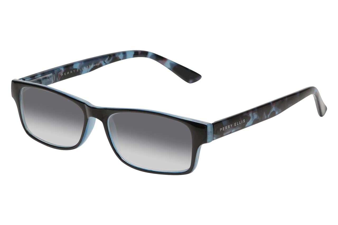 Perry Ellis PEBX44 Unisex Rectangular Designer NON-polarized Sunglasses in Gloss Navy Blue Marble 50mm CHOOSE LENS COLOR with Custom Cut Grey Gradient Lenses