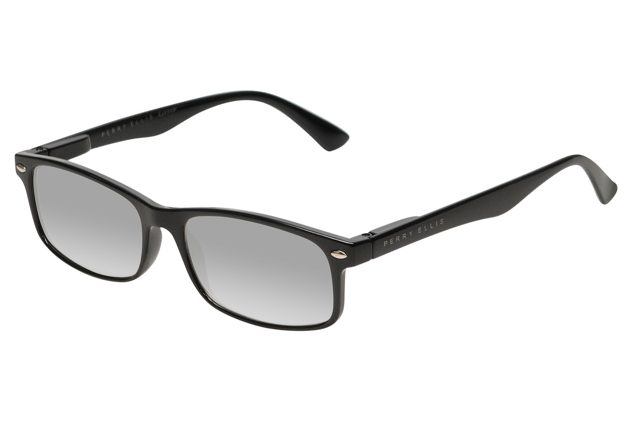 Perry Ellis PEBX54 Unisex Rectangular Designer Polarized Sunglasses in Gloss Black Marble 53mm CHOOSE LENS COLOR with Custom Cut Silver Mirror Lenses