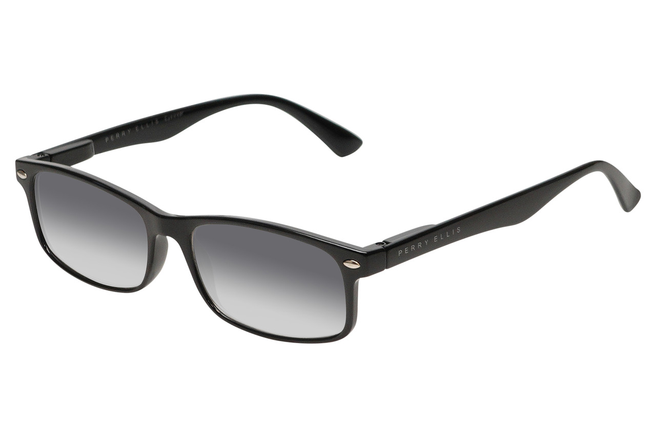 Perry Ellis PEBX54 Unisex Rectangular Designer NON-polarized Sunglasses in Gloss Black Marble 53mm CHOOSE LENS COLOR with Custom Cut Grey Gradient Lenses