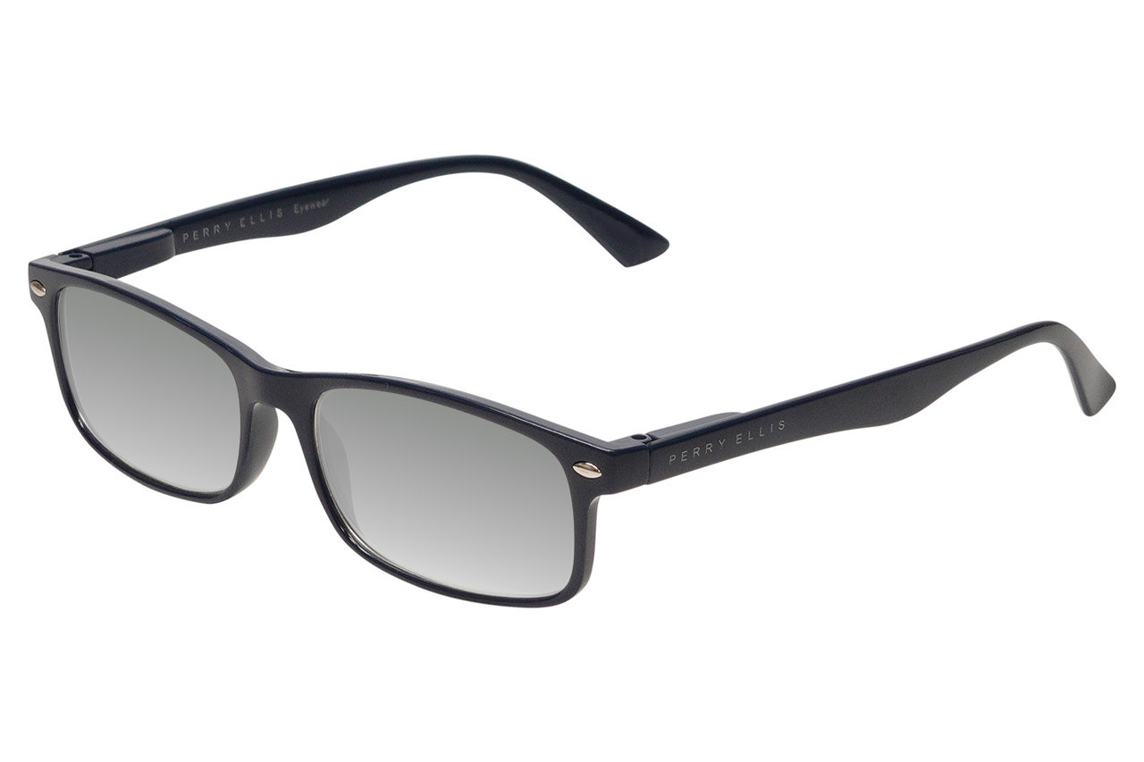 Perry Ellis PEBX54 Unisex Rectangular Designer Polarized Sunglasses in Gloss Navy Blue Marble 53mm CHOOSE LENS COLOR with Custom Cut Silver Mirror Lenses