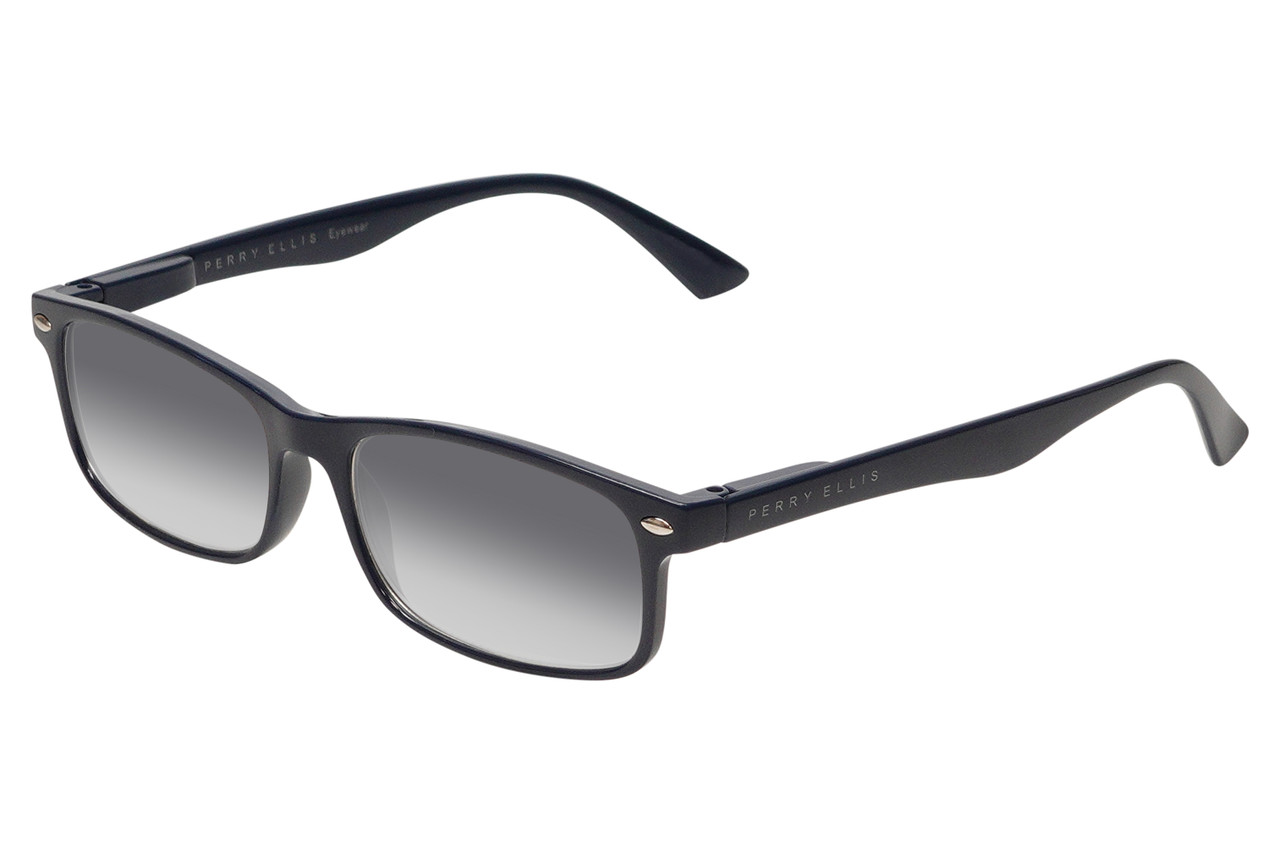 Perry Ellis PEBX54 Unisex Rectangular Designer NON-polarized Sunglasses in Gloss Navy Blue Marble 53mm CHOOSE LENS COLOR with Custom Cut Grey Gradient Lenses