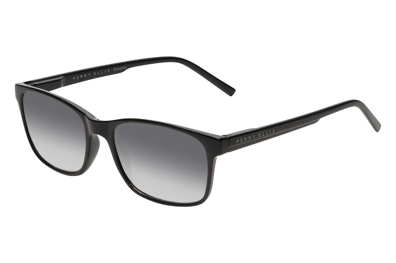 Perry Ellis PEBX55 Unisex Square Designer NON-polarized Sunglasses in Gloss Black Marble 52mm CHOOSE LENS COLOR with Custom Cut Grey Gradient Lenses