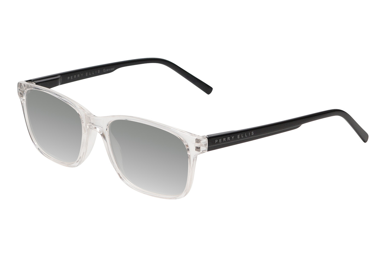 Perry Ellis PEBX55 Unisex Square Designer Polarized Sunglasses in Gloss Crystal Clear Marble 52mm CHOOSE LENS COLOR with Custom Cut Silver Mirror Lenses