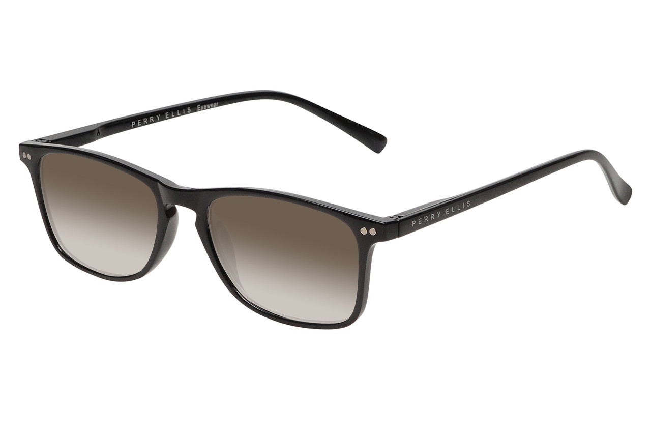 Perry Ellis PEBX57 Unisex Panthos Designer NON-polarized Sunglasses in Gloss Black Marble 50mm CHOOSE LENS COLOR with Custom Cut Brown Gradient Lenses