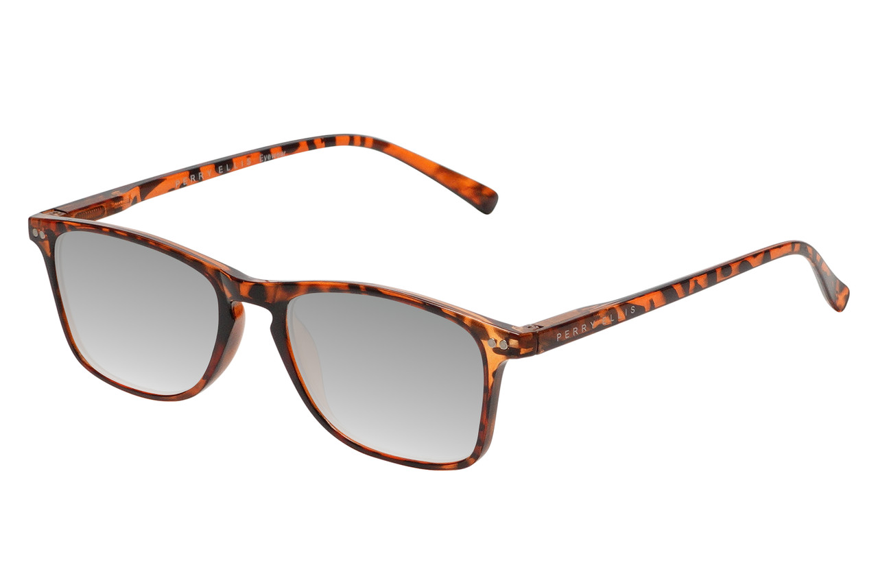 Perry Ellis PEBX57 Unisex Panthos Designer Polarized Sunglasses in Gloss Tortoise Havana Marble 50mm CHOOSE LENS COLOR with Custom Cut Silver Mirror Lenses