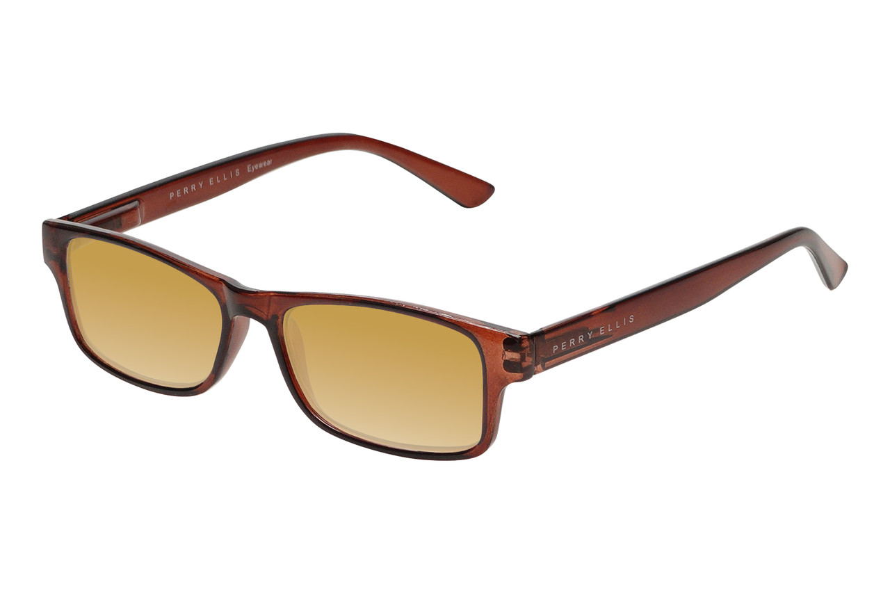 Perry Ellis PEBX59 Unisex Rectangular Designer Polarized Sunglasses in Gloss Dark Brown Marble 50mm CHOOSE LENS COLOR with Custom Cut Gold Mirror Lenses