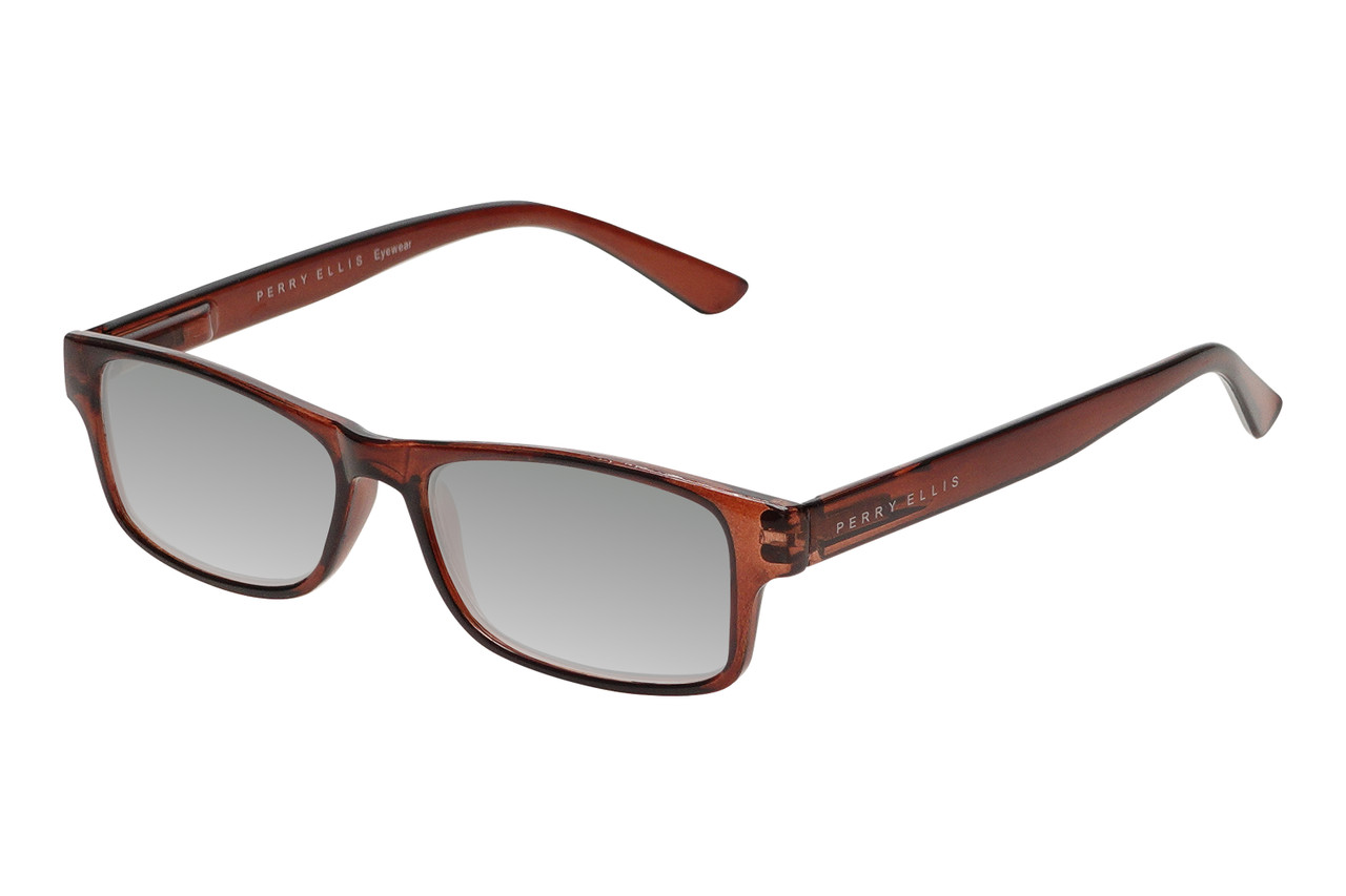 Perry Ellis PEBX59 Unisex Rectangular Designer Polarized Sunglasses in Gloss Dark Brown Marble 50mm CHOOSE LENS COLOR with Custom Cut Silver Mirror Lenses