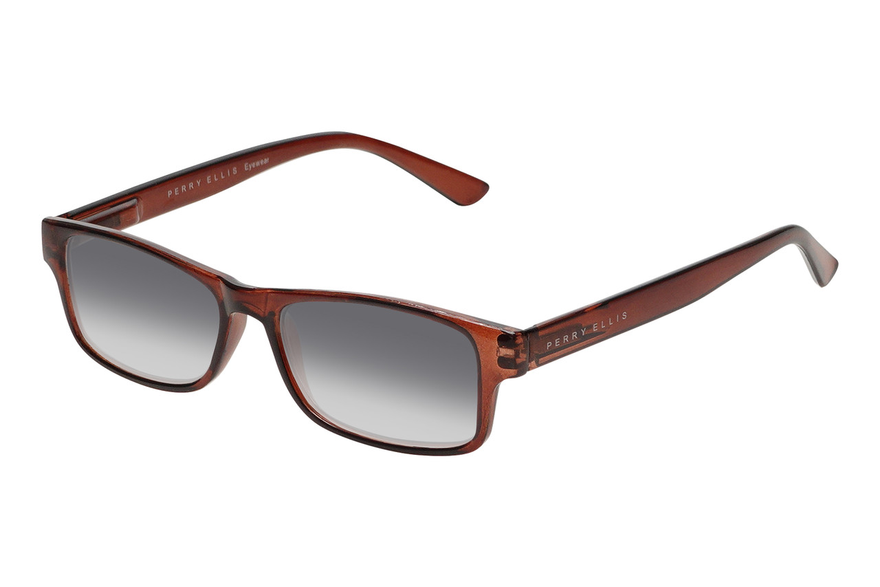 Perry Ellis PEBX59 Unisex Rectangular Designer NON-polarized Sunglasses in Gloss Dark Brown Marble 50mm CHOOSE LENS COLOR with Custom Cut Grey Gradient Lenses
