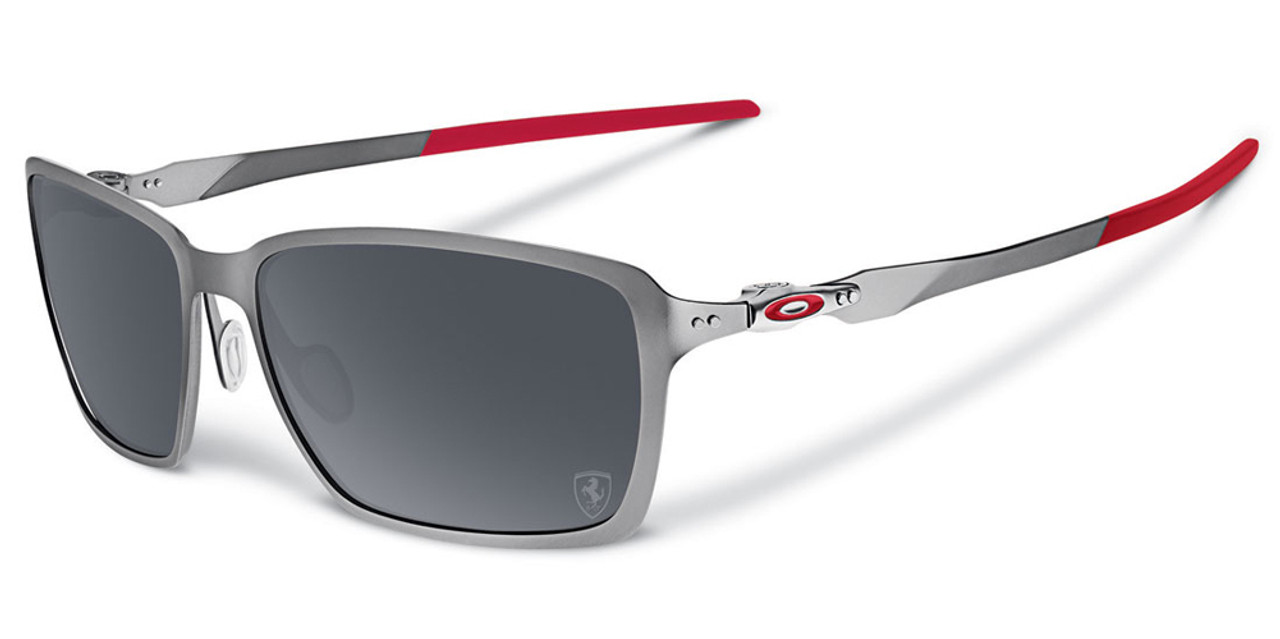 Oakley Sunglasses: Tincan Ferrari Edition in Silver-Red & Polarized Grey  (OO4082-09) - Polarized World