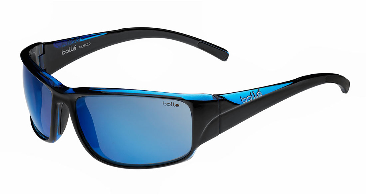 Bollé™ Marine Sunglasses: Keelback in Shiny-Black & Blue with Polarized Offshore Blue