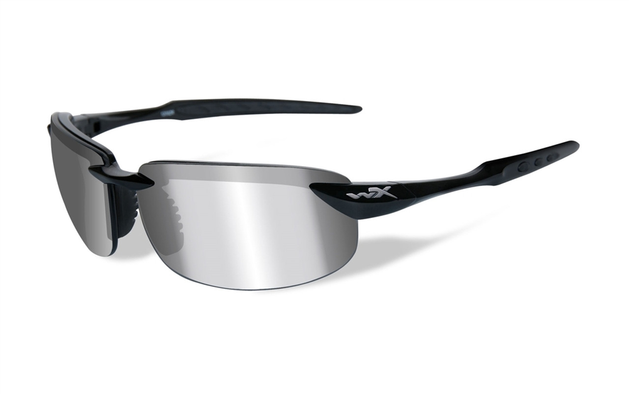 Wiley-X Tobi in Gloss-Black & Polarized Silver Flash Lens