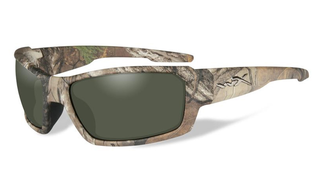 Wiley-X High Performance Eyewear Rebel Sunglasses in Real-Tree Camo Frame with Polarized Green Lens (ACREB07)