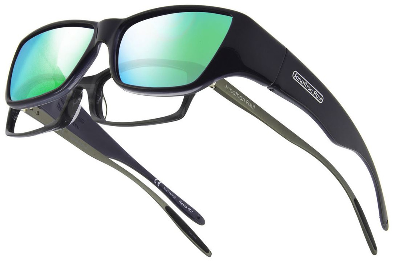 Jonathan Paul Fitovers Eyewear Large Neera in Midnite Oil & Green Mirror NR001GM