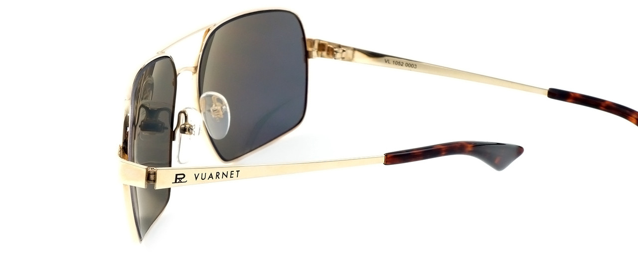 Vuarnet Designer Polarized Sunglasses VL1052-0003 Gold Frame with Grey Tint Lens