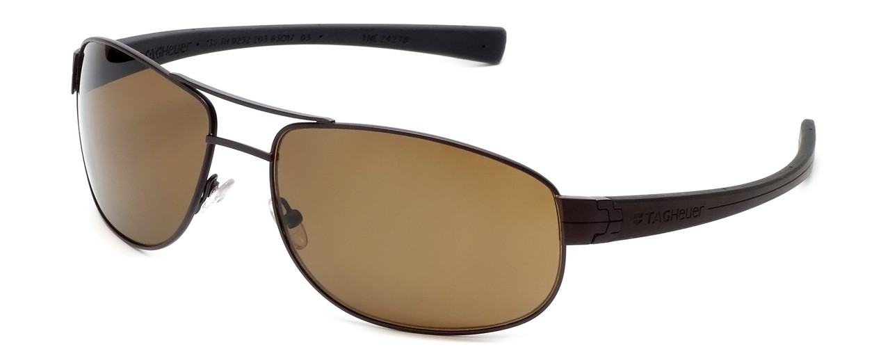TAG Heuer Designer Polarized Sunglasses TH0252-203 in Dark Brown & Brown