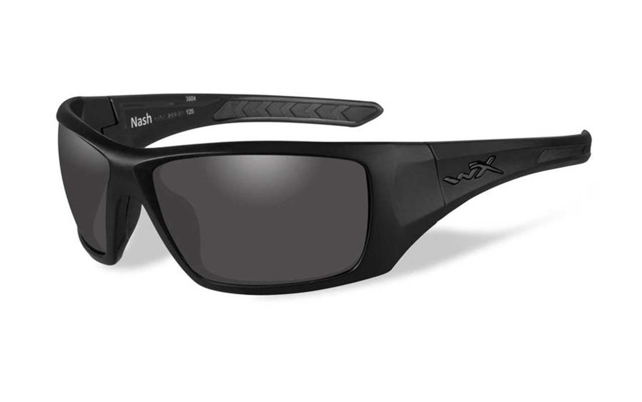 Wiley-X Designer Sunglasses WX Nash in Matte Black Frame & Polarized Smoke Grey Lens