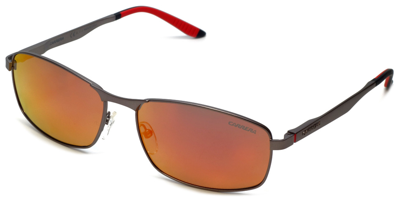 Carrera CA8012/S Designer Sunglasses in Matte Dark Ruthenium & Polarized Red Mirror Lens