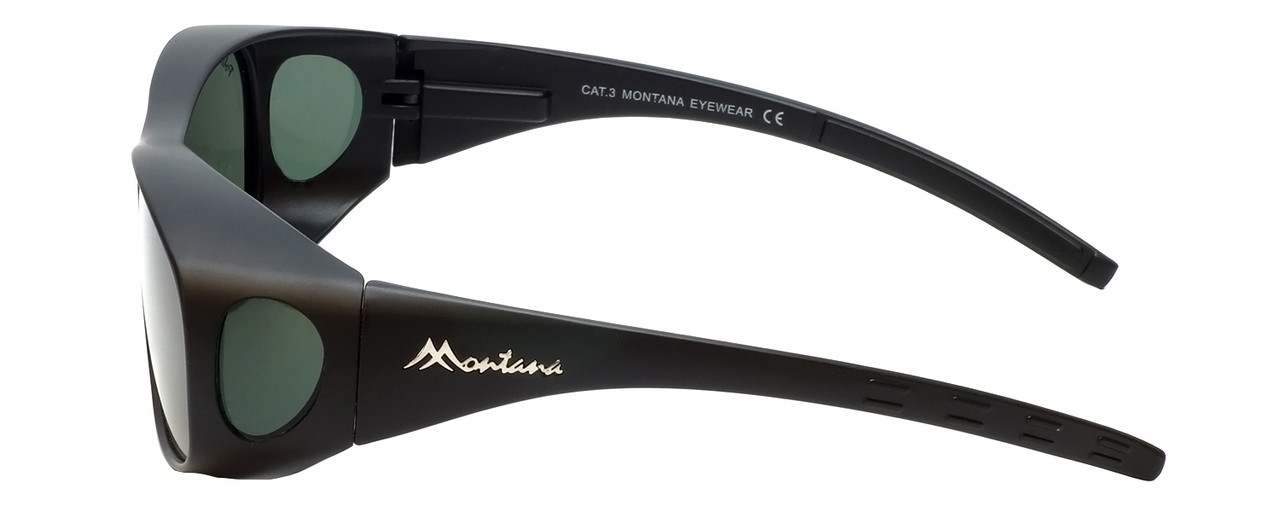 Montana Designer Fitover Sunglasses F01F in Matte Black & Polarized G15 Green Lens