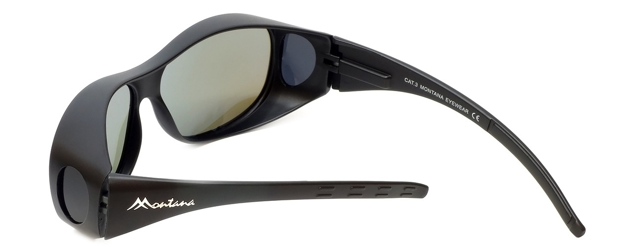 Montana Designer Fitover Sunglasses F01H in Matte Black & Polarized Blue Mirror Lens