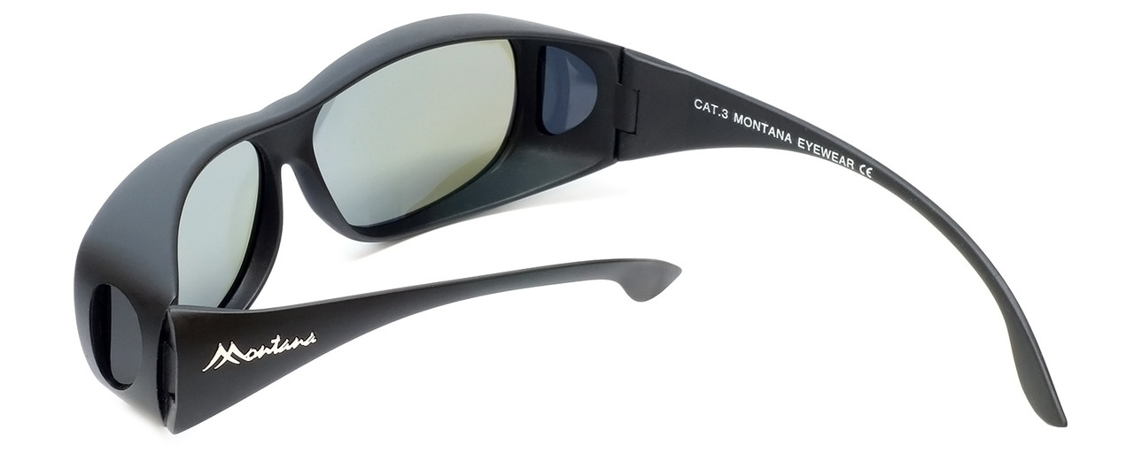 Montana Designer Fitover Sunglasses F02H in Matte Black & Polarized Blue Mirror Lens