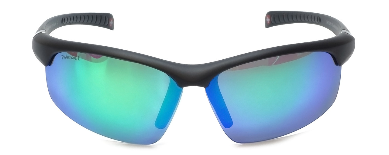 Montana Eyewear Designer Polarized Sunglasses SP302B in Matte-Black & Green Mirror Lens