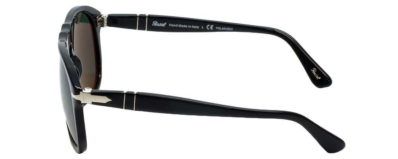 Persol Designer Sunglasses PO0649-9558 in Black & Polarized Green Lens