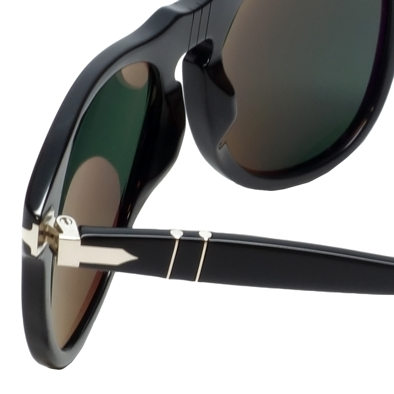 Persol Designer Sunglasses PO0649-9558 in Black & Polarized Green Lens